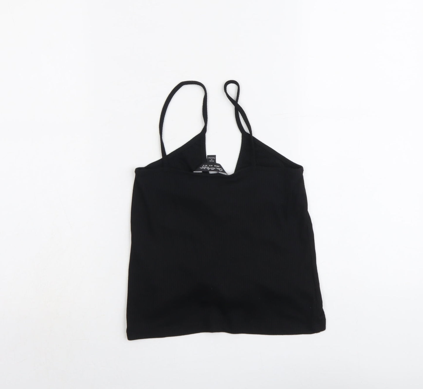 Miss Selfridge Womens Black Polyester Camisole Tank Size 12 Scoop Neck - Ruched Detail