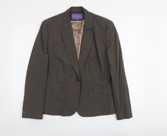 Autonomy Womens Brown Striped Polyester Jacket Suit Size 16