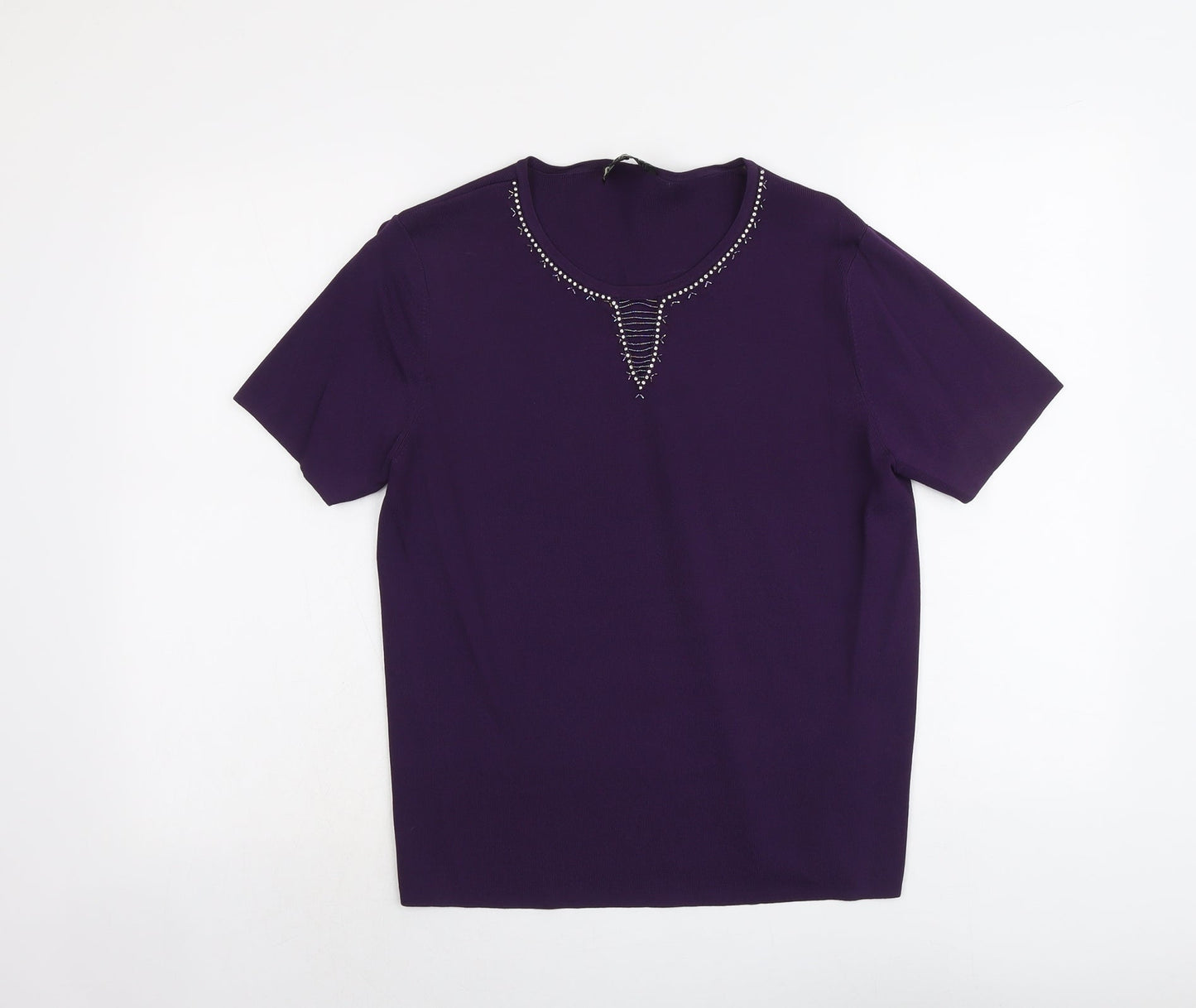 Casamia Womens Purple Round Neck Viscose Pullover Jumper Size M