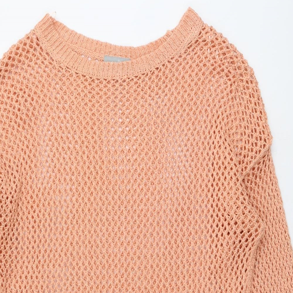 Wallis Womens Orange Round Neck Acrylic Pullover Jumper Size L