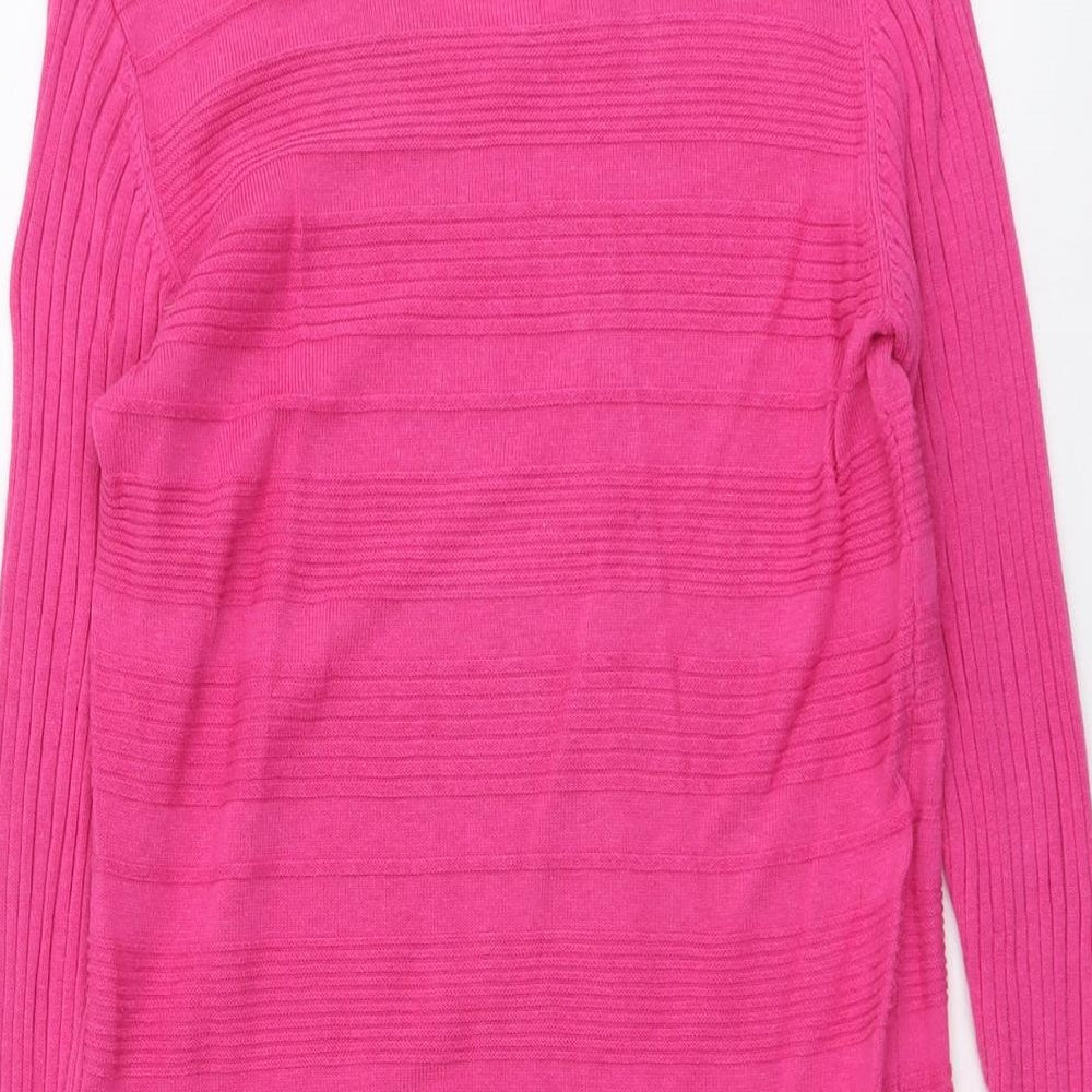 Fransa Womens Pink V-Neck Cotton Pullover Jumper Size XS - Textured