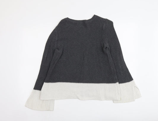 Gap Womens Grey Round Neck Cotton Pullover Jumper Size XS