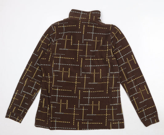 Iguana Womens Brown Geometric Polyester Pullover Sweatshirt Size 14 Zip