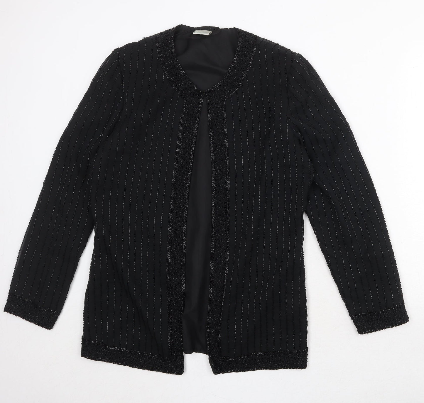 Canada Womens Black Polyester Jacket Blazer Size 10 - Beaded