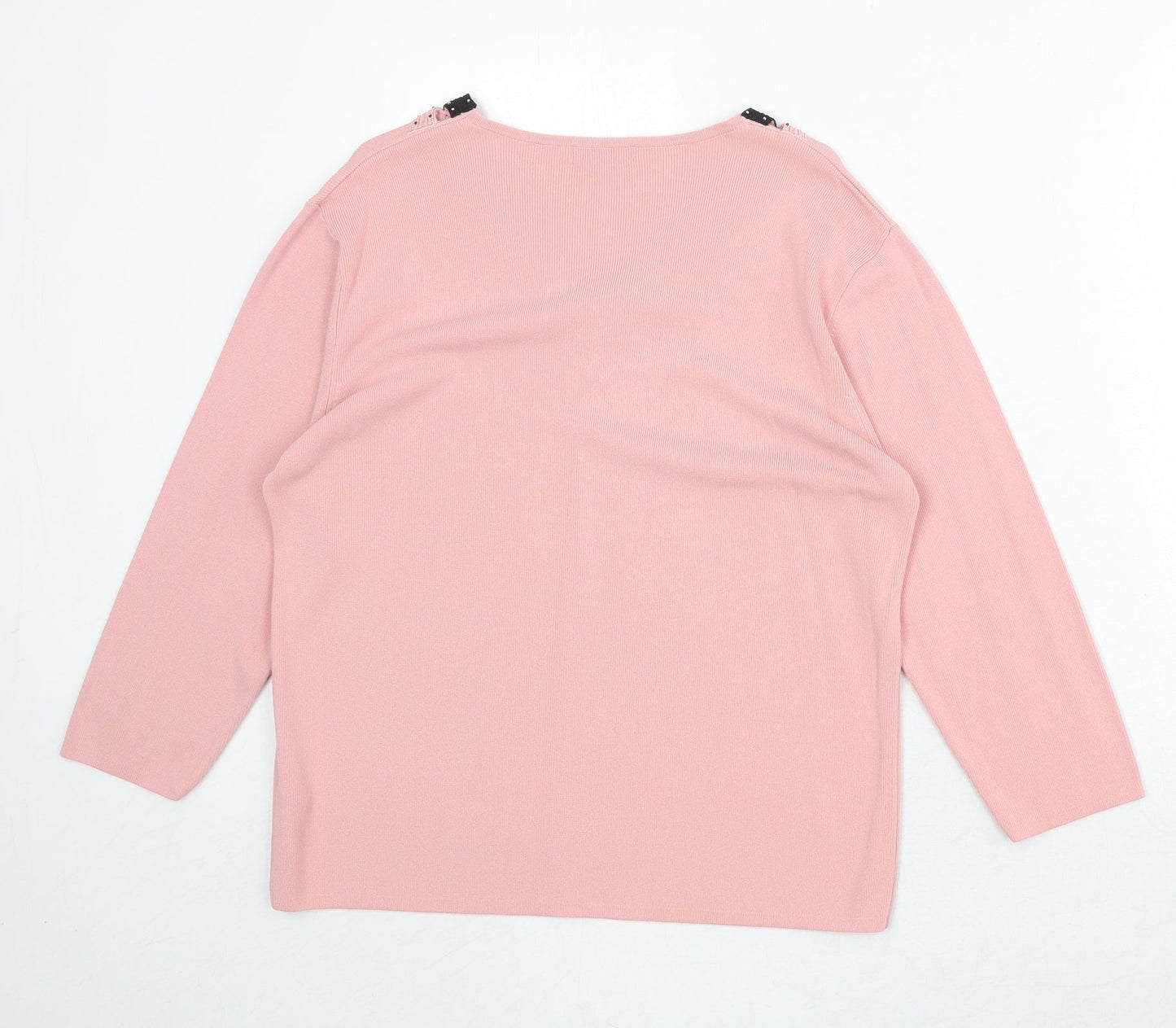 Touch Womens Pink V-Neck Viscose Pullover Jumper Size M