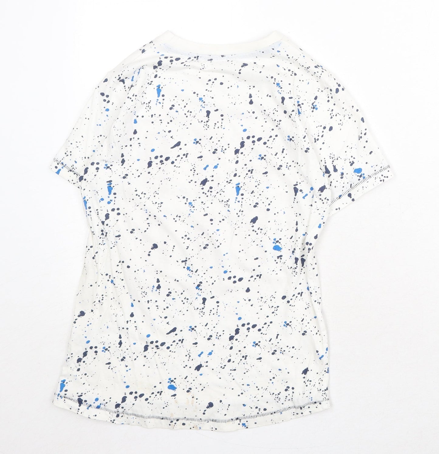 M&Co Boys White Geometric 100% Cotton Pullover T-Shirt Size 9-10 Years Crew Neck Pullover - Squad