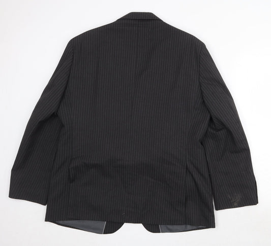 Marks and Spencer Mens Black Striped Polyester Jacket Suit Jacket Size 42 Regular