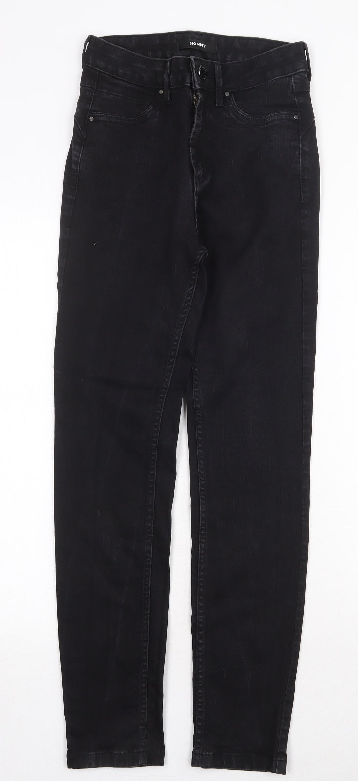 Marks and Spencer Womens Black Cotton Skinny Jeans Size 8 Regular Zip