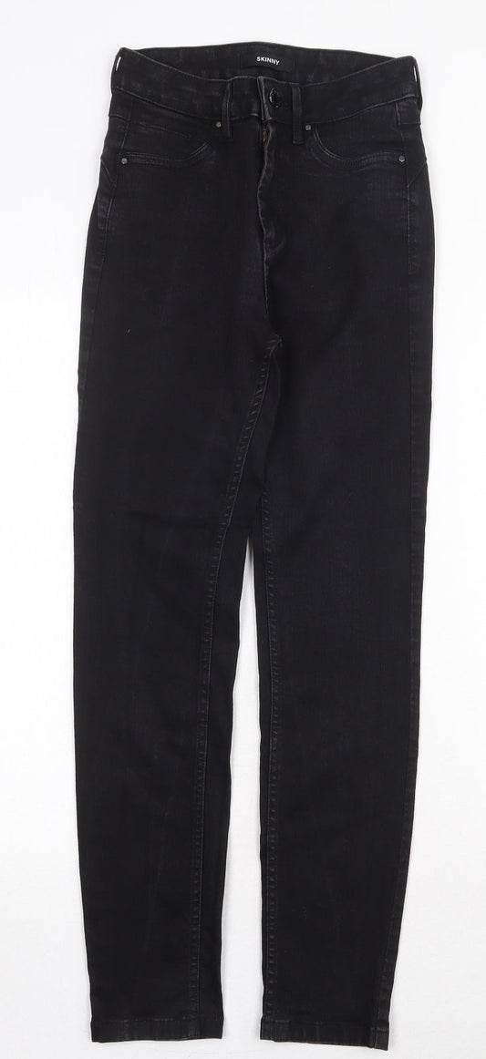 Marks and Spencer Womens Black Cotton Skinny Jeans Size 8 Regular Zip