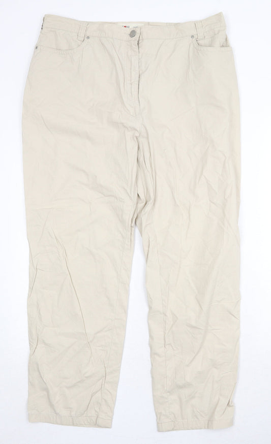 Toni Womens Beige Cotton Capri Trousers Size 36 in Regular Zip