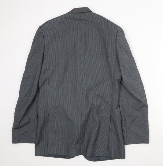 Burton Mens Grey Striped Polyester Jacket Suit Jacket Size 38 Regular