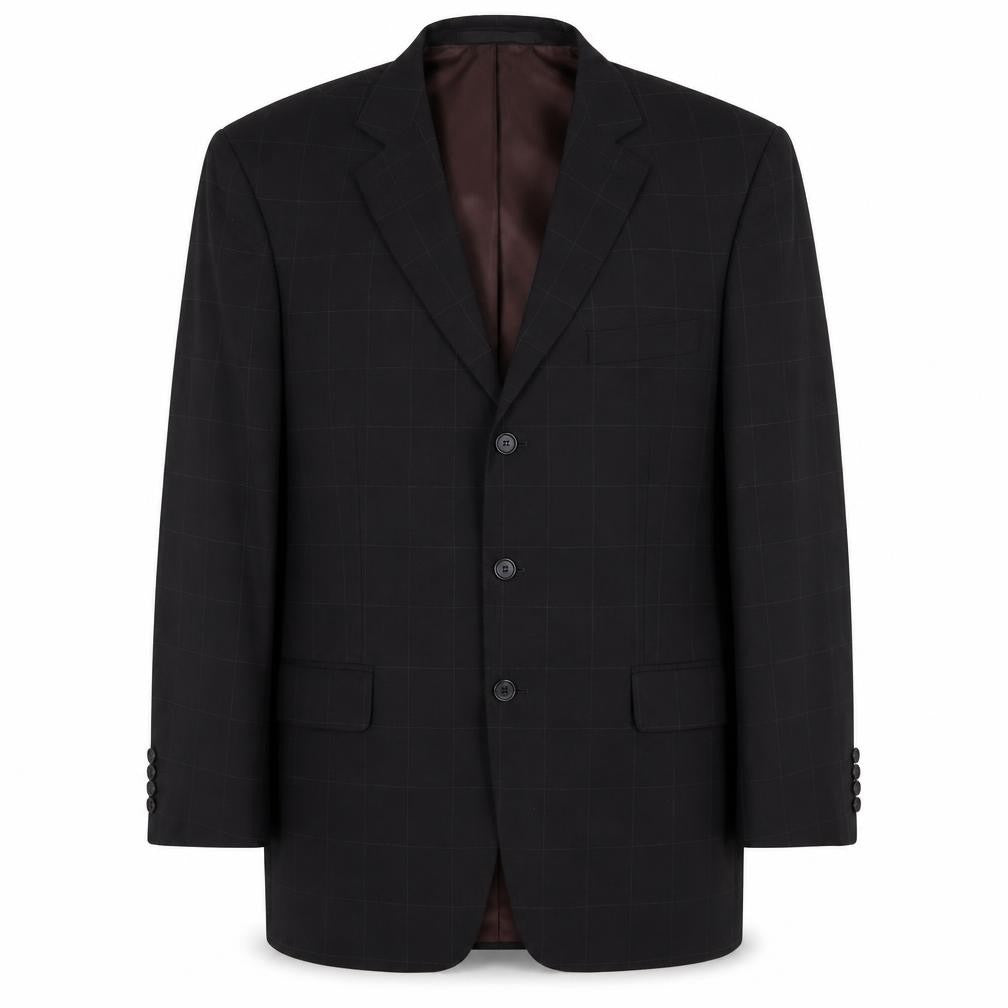 Marks and Spencer Mens Black Check Polyester Jacket Suit Jacket Size 42 Regular