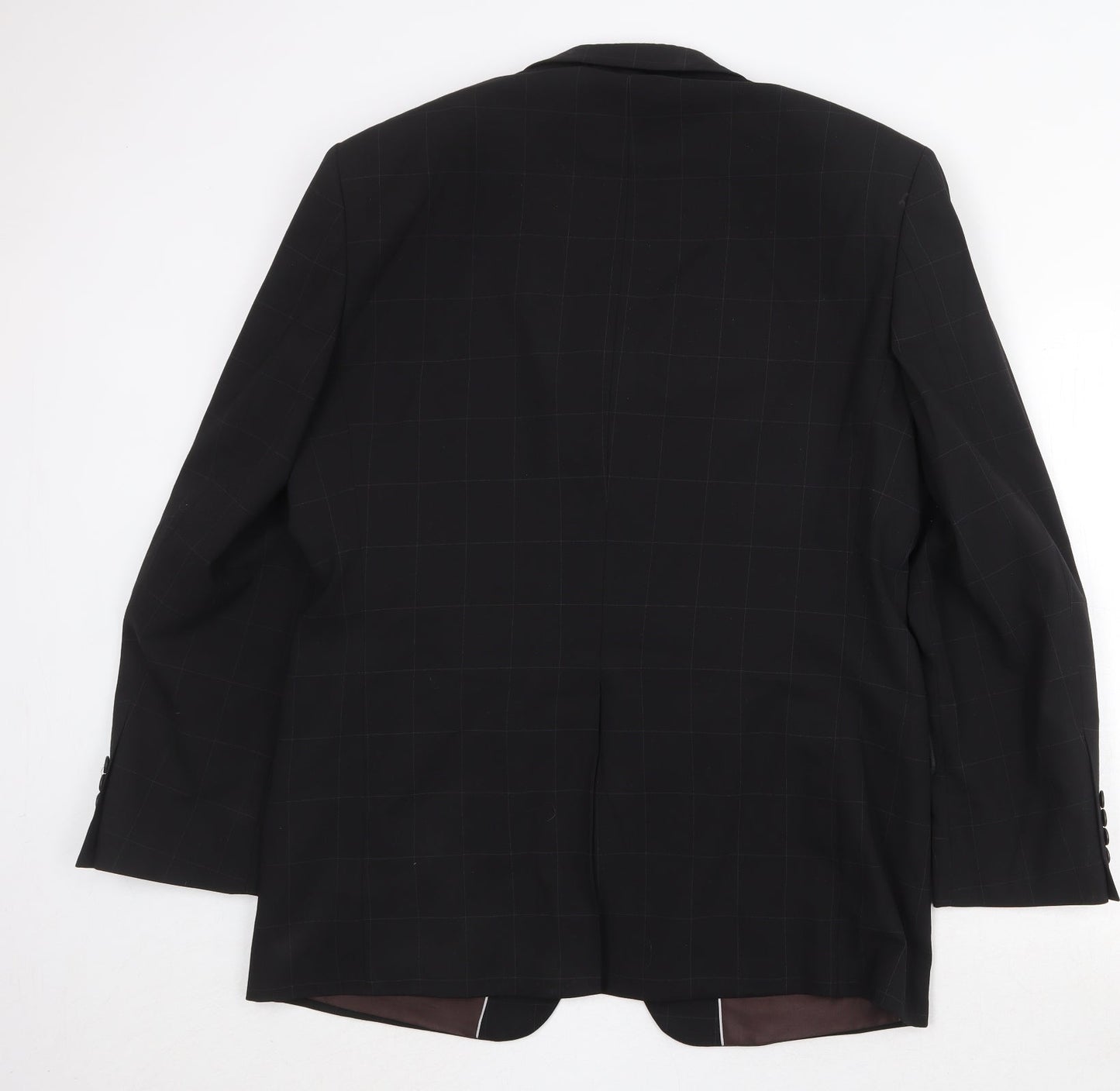 Marks and Spencer Mens Black Check Polyester Jacket Suit Jacket Size 42 Regular