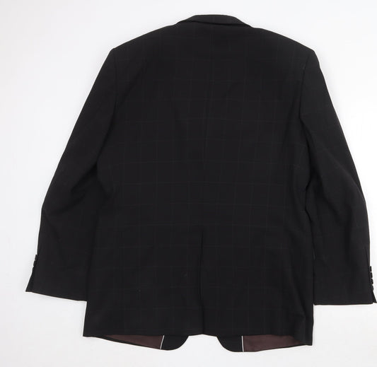 Marks and Spencer Mens Black Check Polyester Jacket Suit Jacket Size 42 Regular