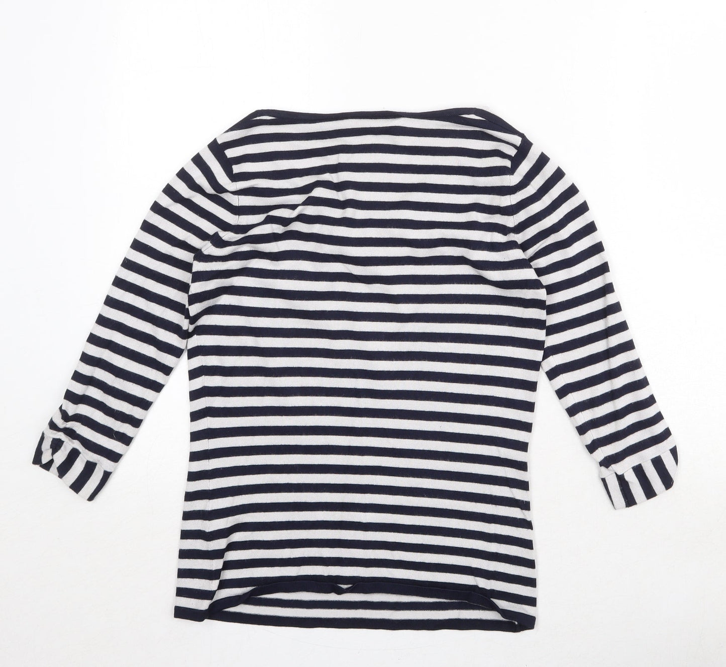 Principles Womens Blue V-Neck Striped Viscose Pullover Jumper Size 10