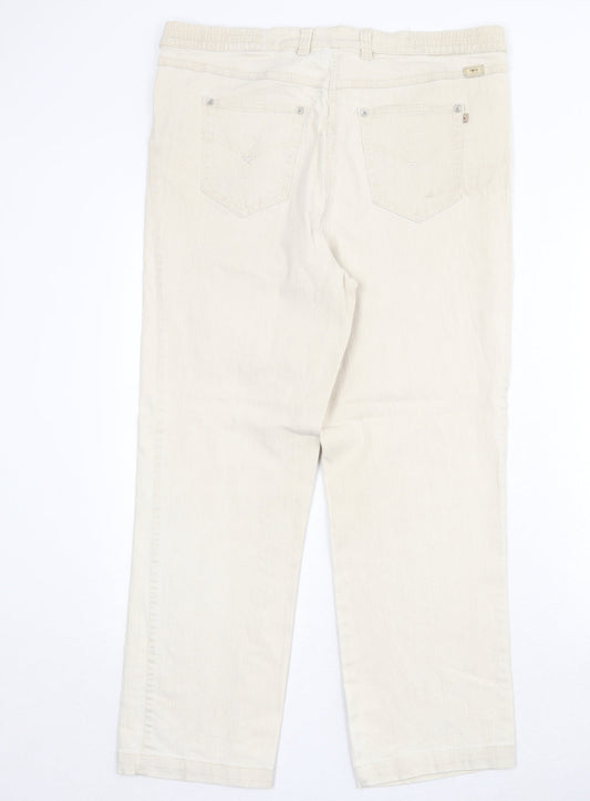 Toni Womens Beige Cotton Straight Jeans Size 35 in Regular Zip