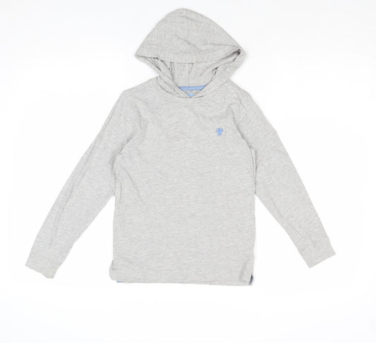 NEXT Boys Grey Cotton Pullover Hoodie Size 7 Years Pullover - Elbow Patches