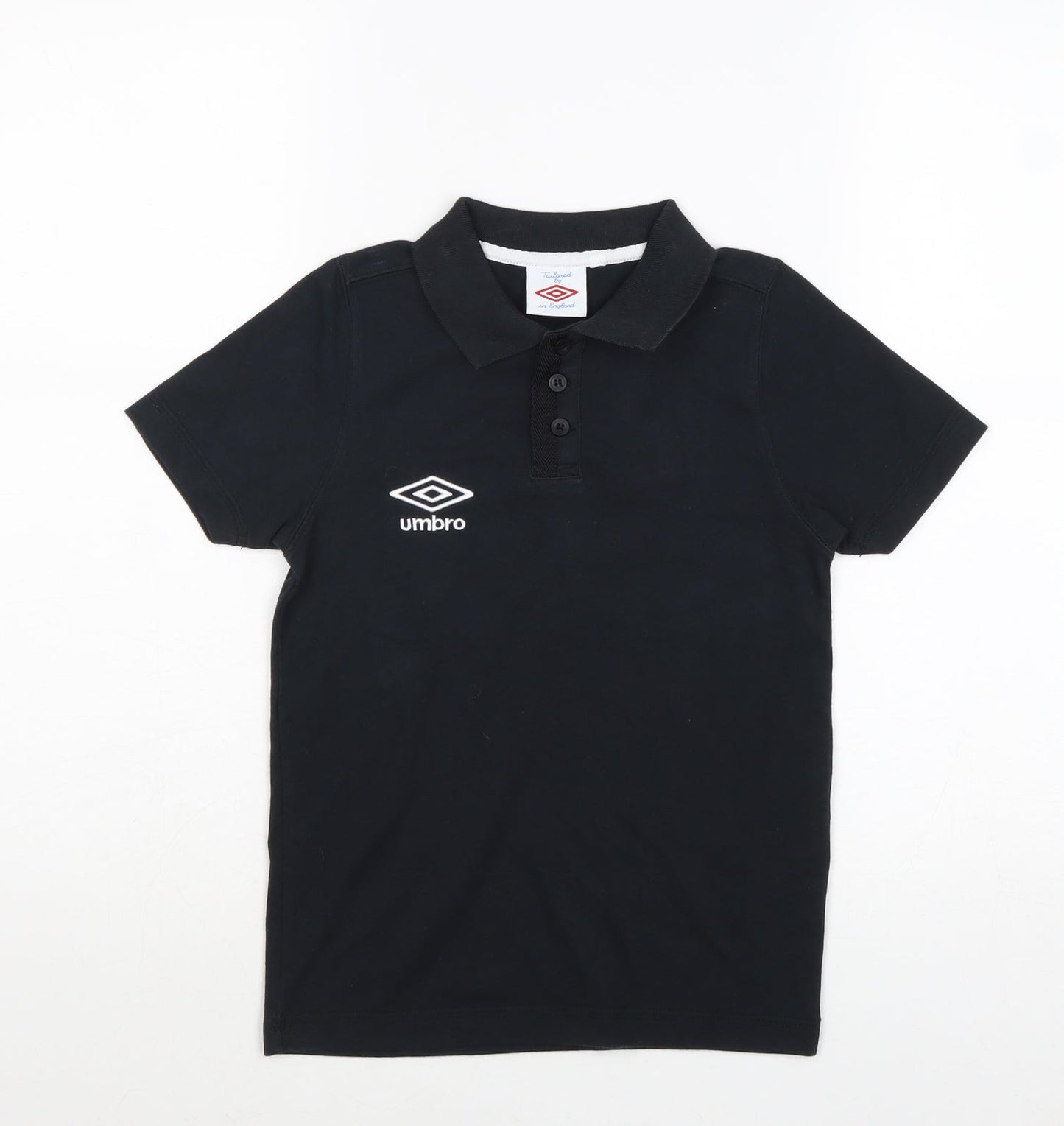 Umbro Boys Black Cotton Pullover Polo Size 9 Years Collared Button