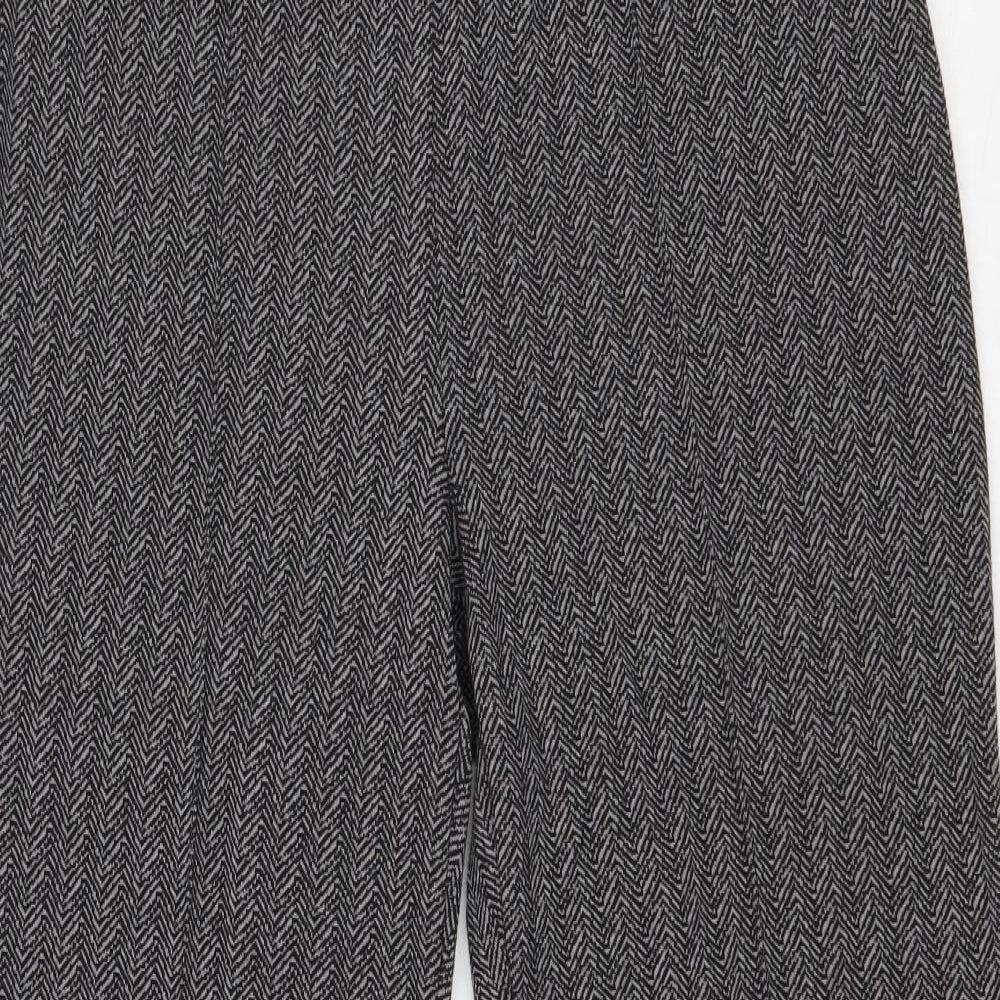 Bonmarché Womens Grey Geometric Polyester Trousers Size 12 Regular