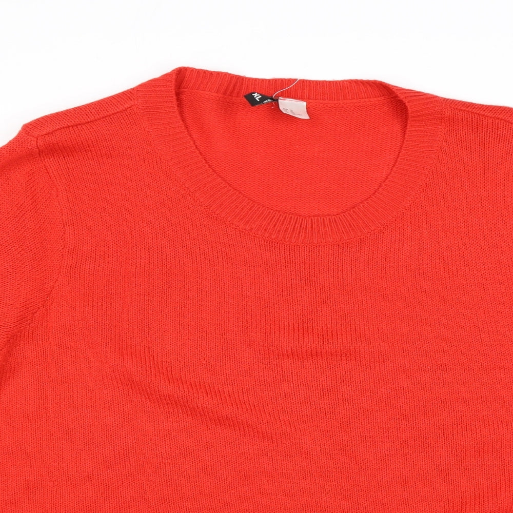 Divided by H&M Womens Red Round Neck Acrylic Pullover Jumper Size XL