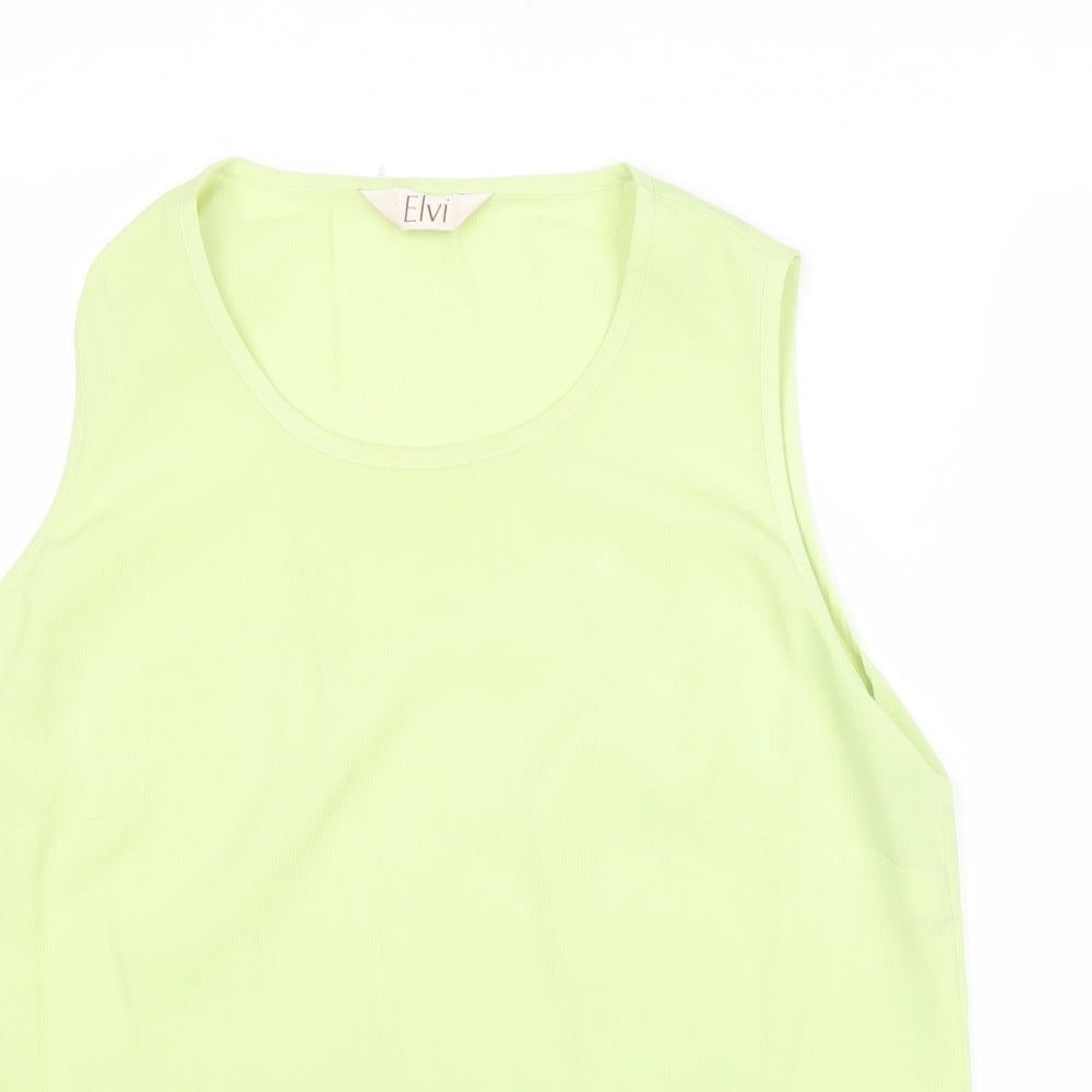 ELVI Womens Green Polyester Basic Blouse Size 16 Boat Neck