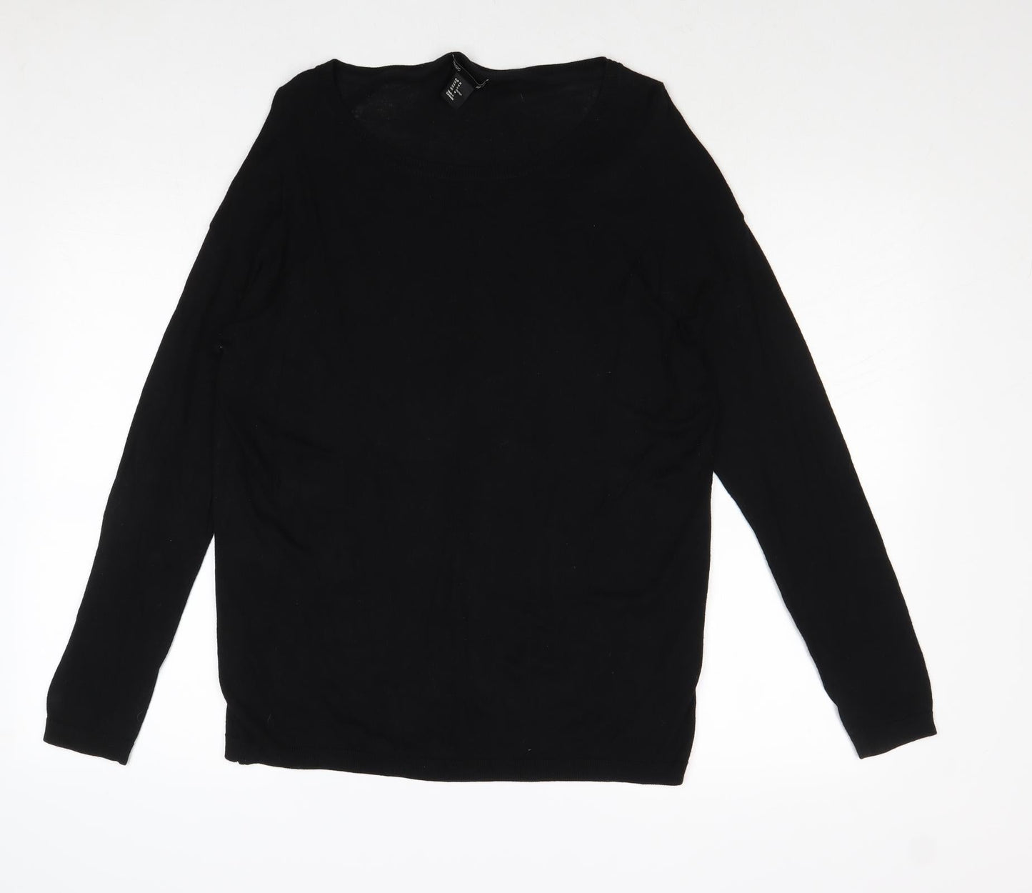 H&M Womens Black Round Neck Viscose Pullover Jumper Size M