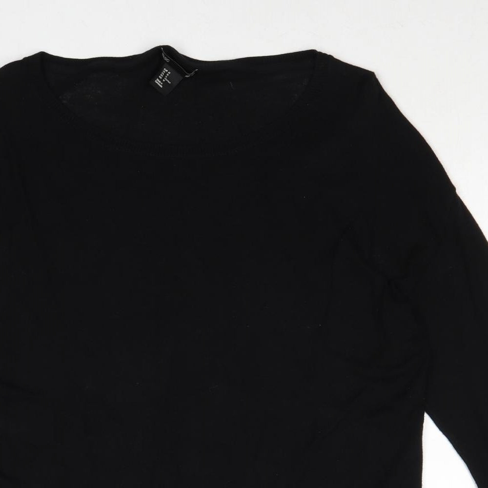 H&M Womens Black Round Neck Viscose Pullover Jumper Size M