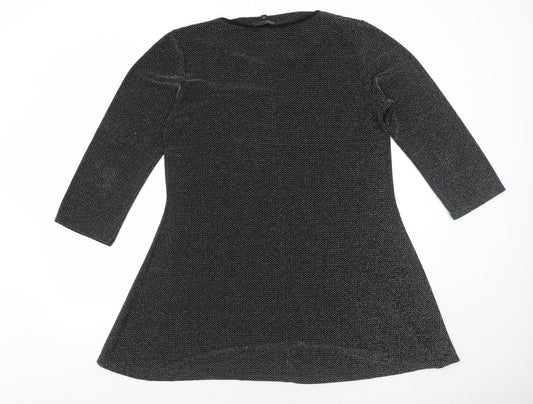 Text Womens Grey Polyester A-Line Size 14 Boat Neck Pullover