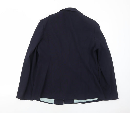 BHS Womens Blue Polyester Jacket Suit Jacket Size 14
