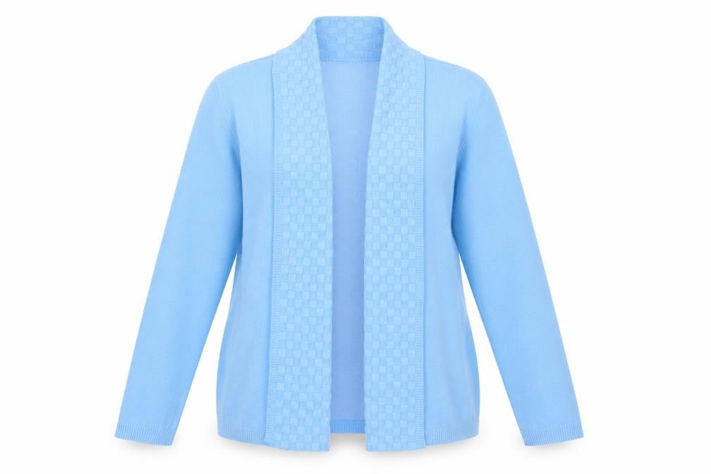 Insight Womens Blue V-Neck Geometric Acrylic Cardigan Jumper Size M - Size M-L