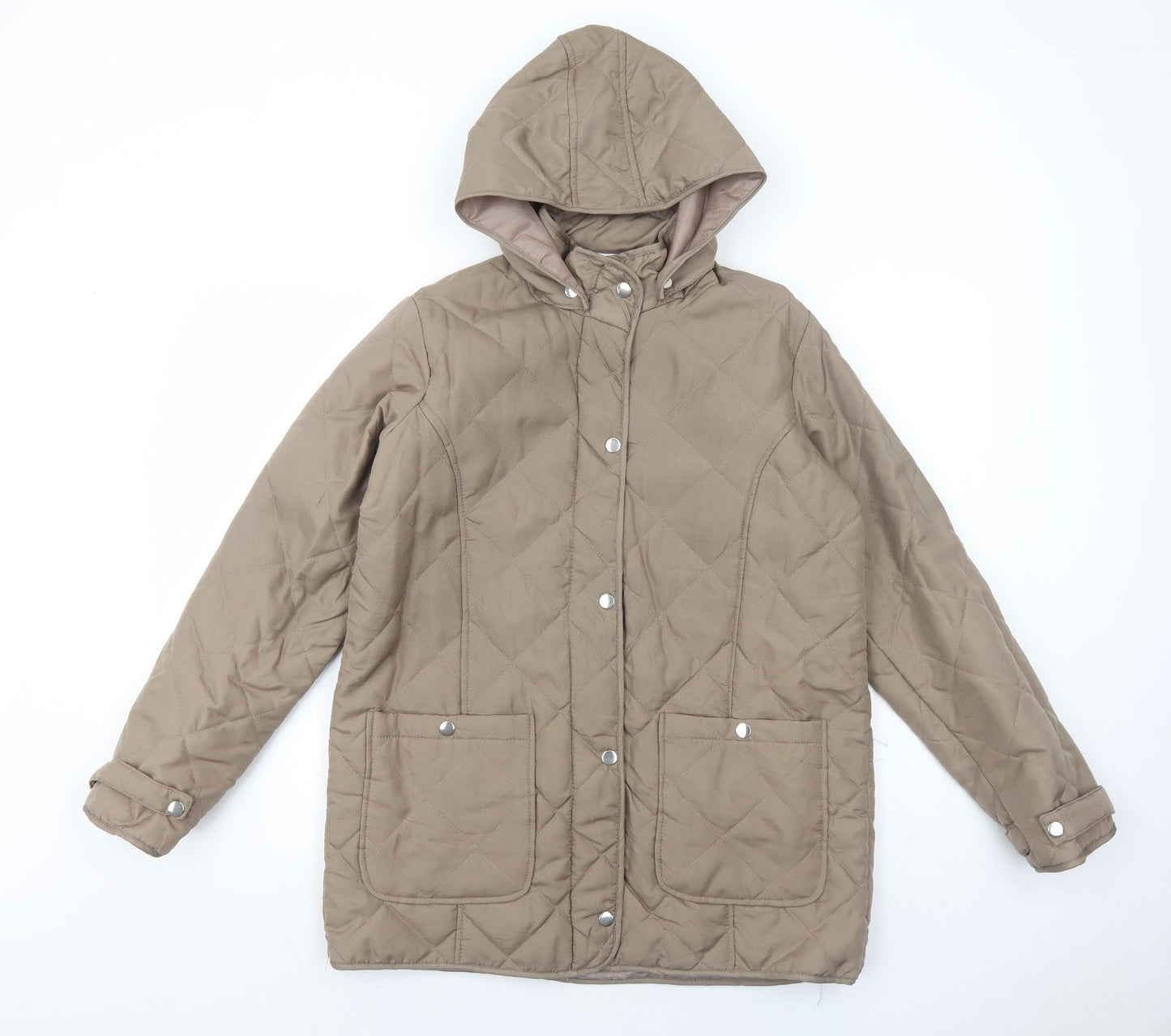 Anne De Lancay Womens Brown Quilted Jacket Size S Zip