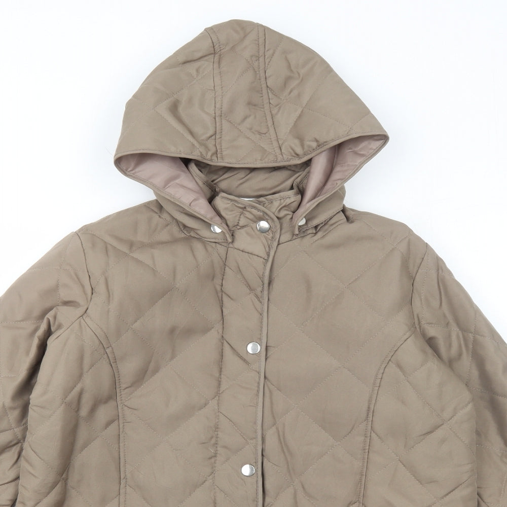 Anne De Lancay Womens Brown Quilted Jacket Size S Zip