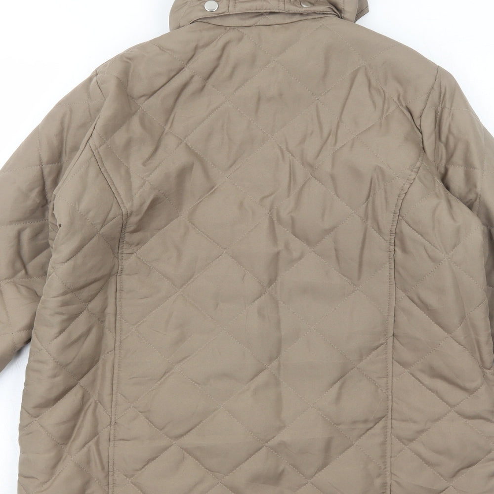 Anne De Lancay Womens Brown Quilted Jacket Size S Zip