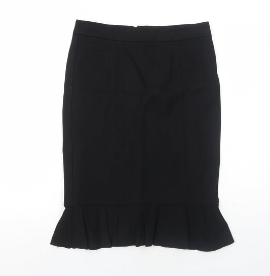 CC Womens Black Viscose Trumpet Skirt Size 10 Zip