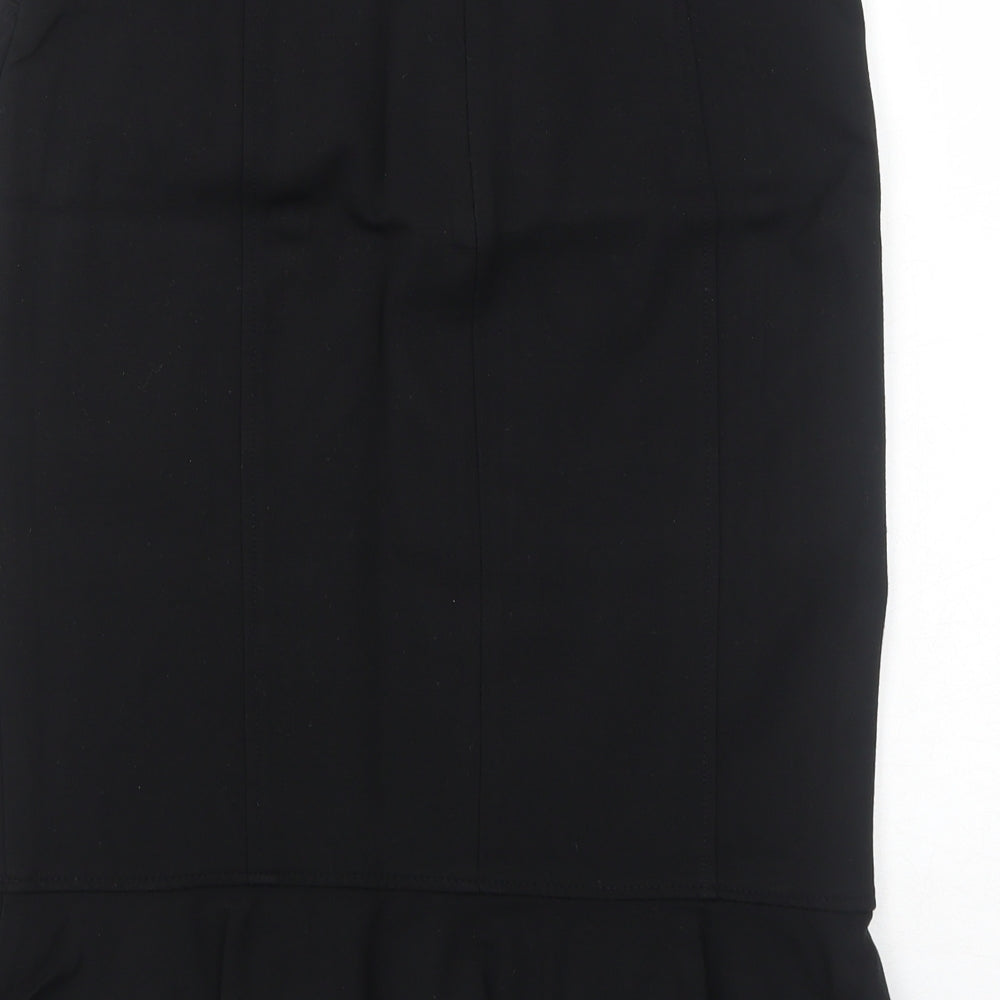 CC Womens Black Viscose Trumpet Skirt Size 10 Zip