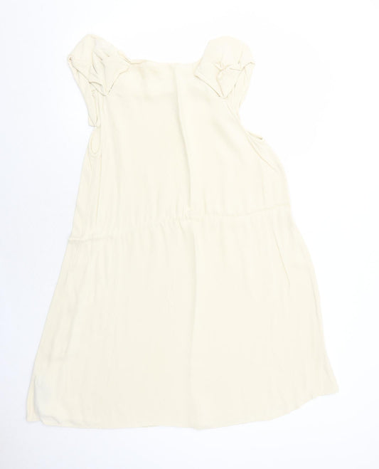 Uterque Womens Ivory Viscose Trapeze & Swing Size M Round Neck Pullover