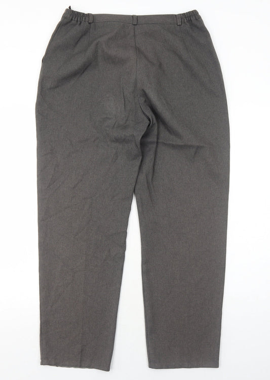 EWM Womens Grey Polyester Trousers Size 16 Regular Zip