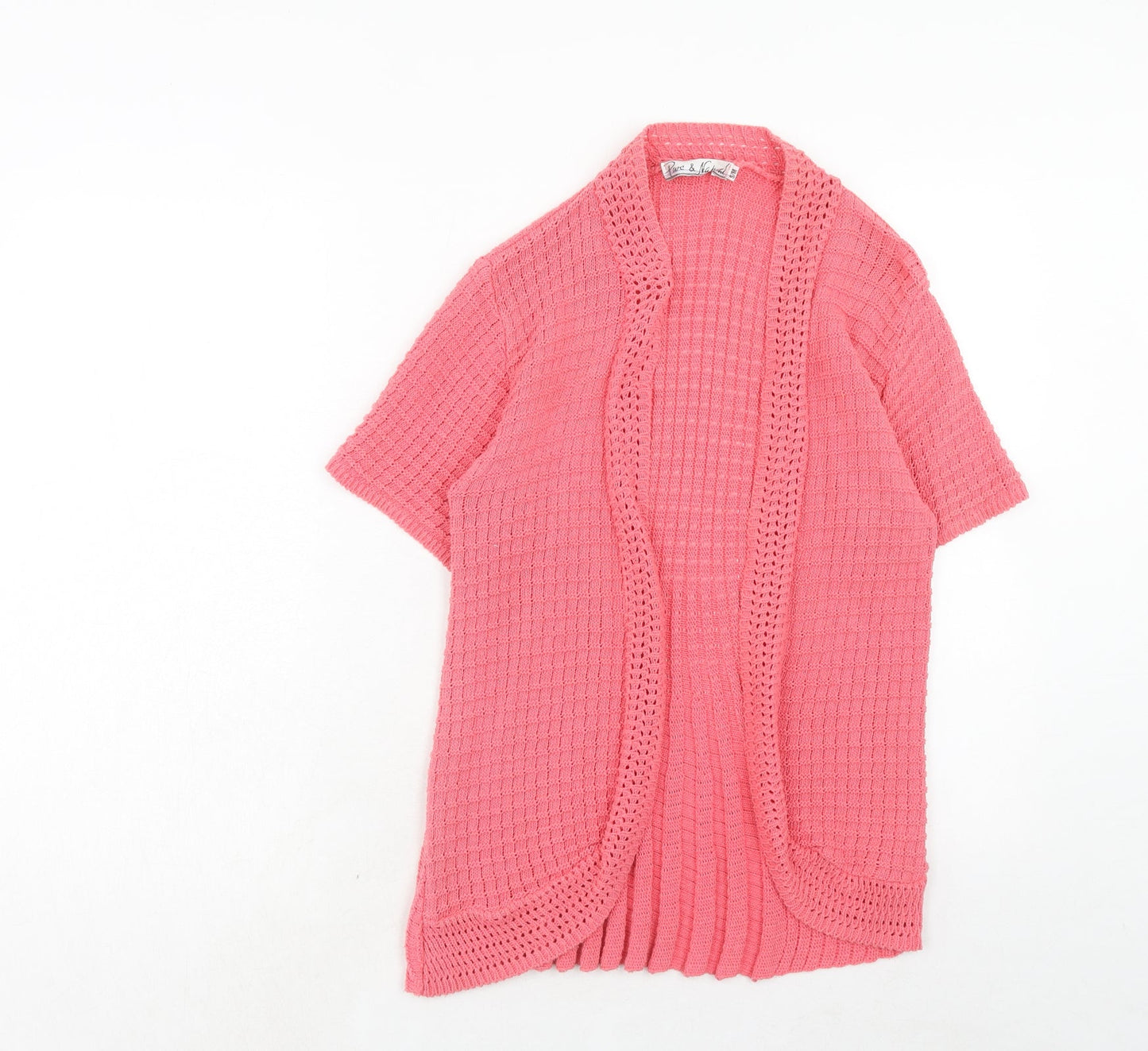 Pure & Natural Womens Pink V-Neck Cotton Cardigan Jumper Size S - Size S-M