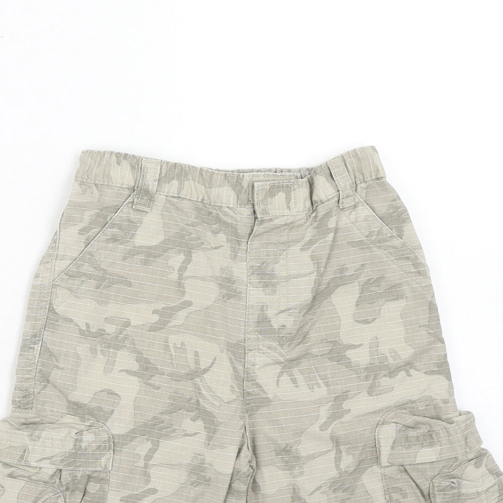 NEXT Boys Grey Camouflage Cotton Cargo Shorts Size 2 Years Regular Zip