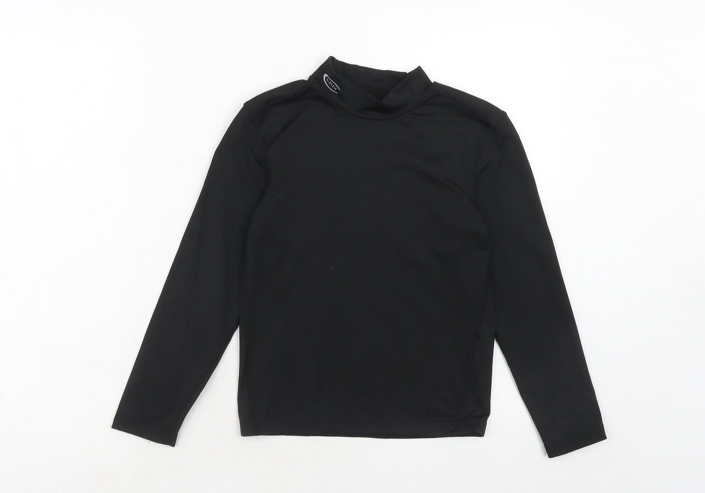 Crane Boys Black Polyester Pullover T-Shirt Size 9-10 Years Mock Neck Pullover