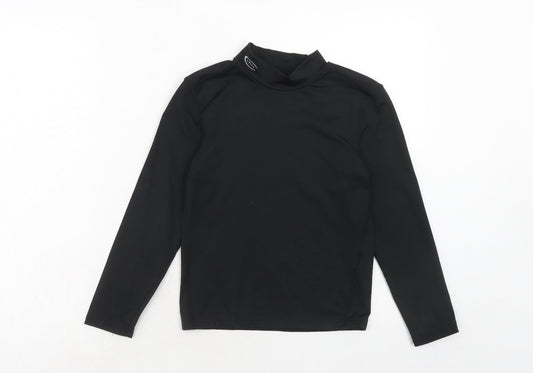 Crane Boys Black Polyester Pullover T-Shirt Size 9-10 Years Mock Neck Pullover