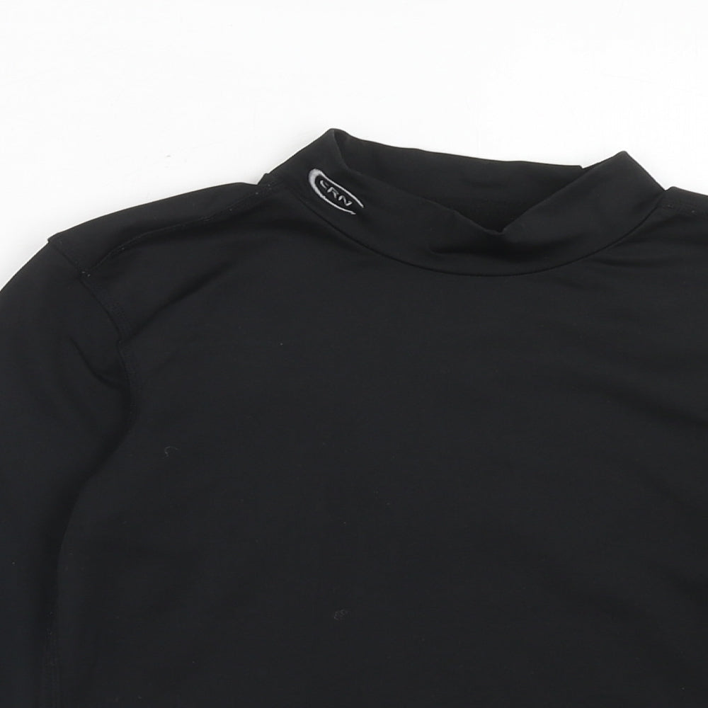 Crane Boys Black Polyester Pullover T-Shirt Size 9-10 Years Mock Neck Pullover