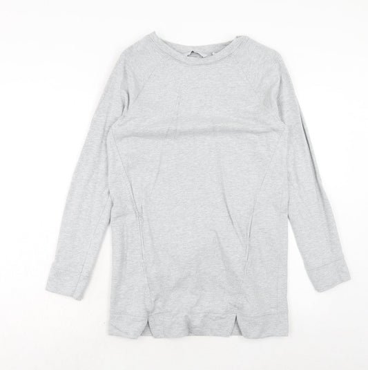 NEXT Womens Grey Cotton Jumper Dress Size 8 Boat Neck Pullover