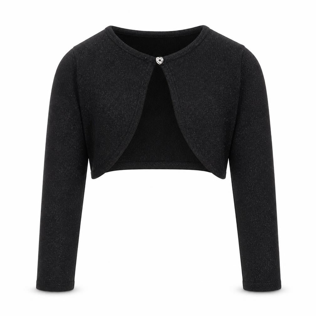 H&M Girls Black Scoop Neck Cotton Shrug Jumper Size 4-5 Years Button