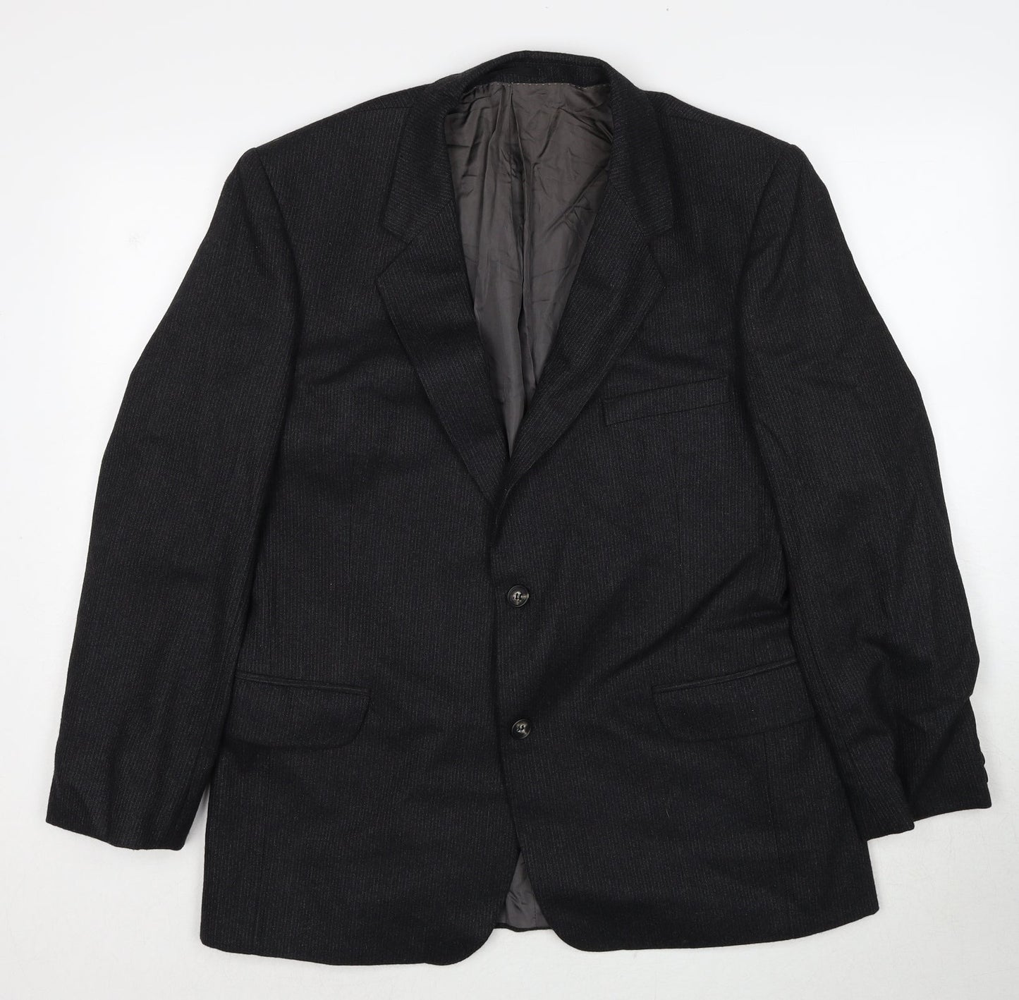 Hector Jones Mens Black Polyester Jacket Suit Jacket Size 38 Regular