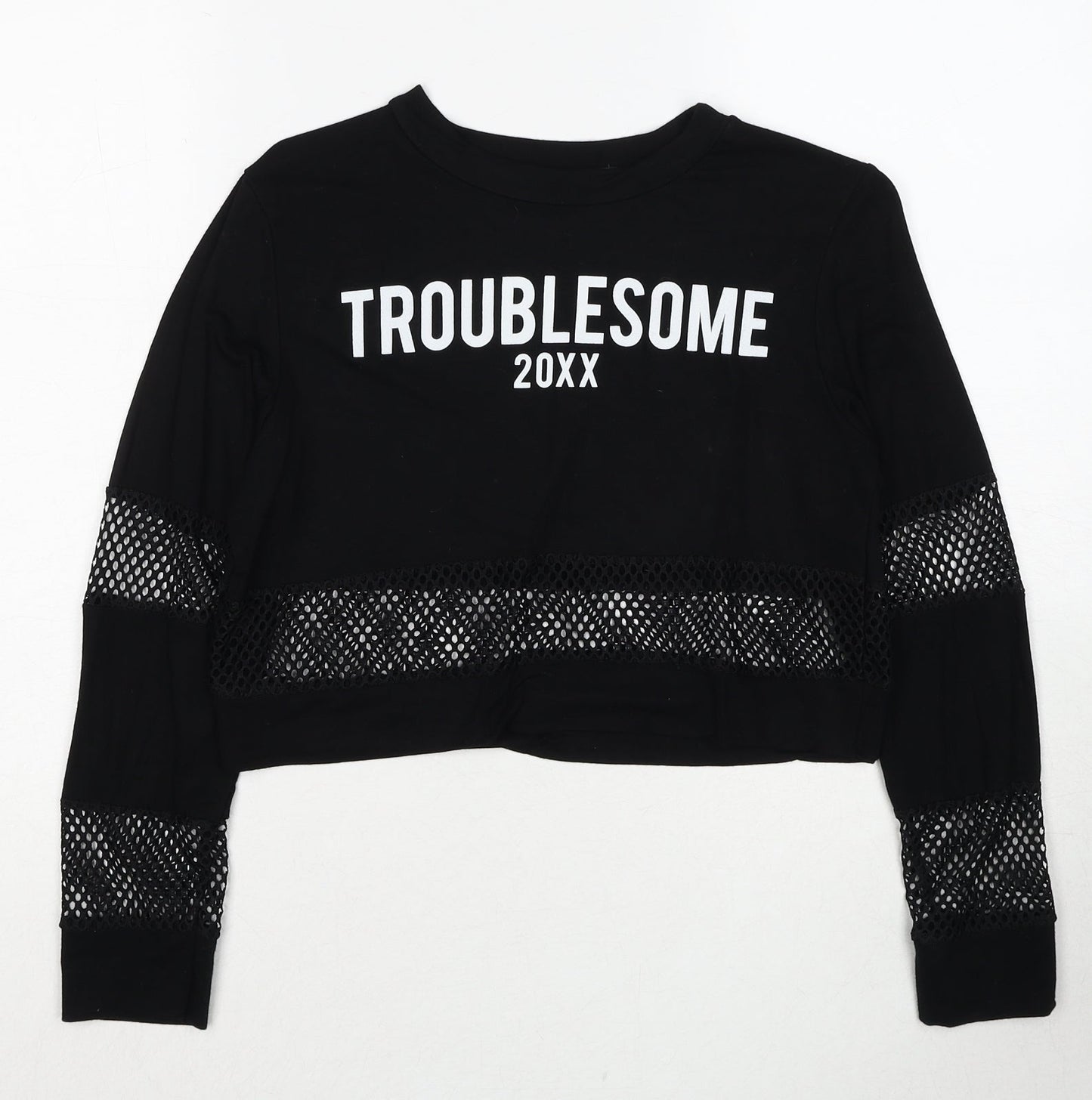Stylewise Womens Black Viscose Pullover Sweatshirt Size S Pullover - Troublesome Size S-M