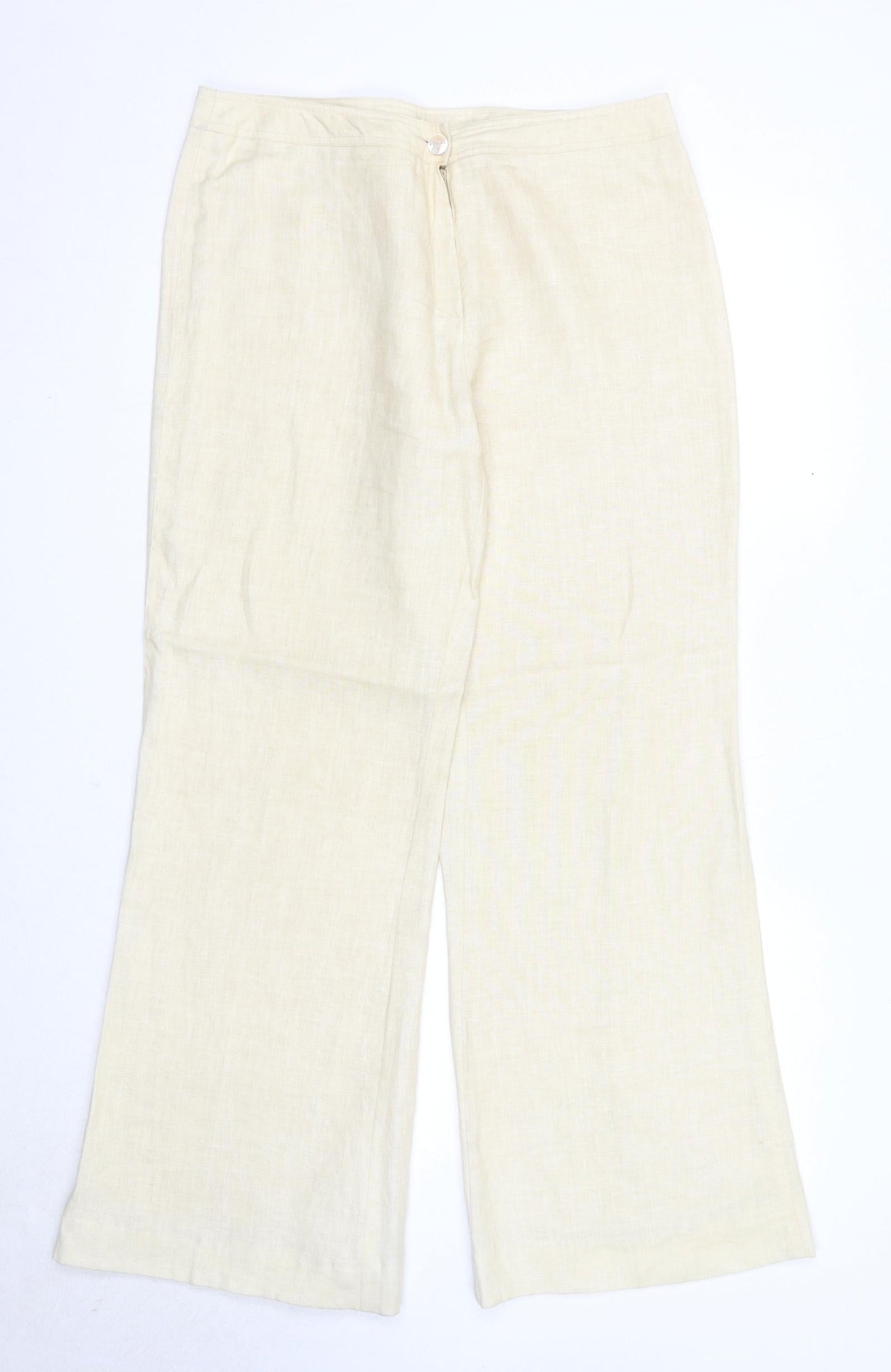Michael Ambers Womens Beige Linen Trousers Size 16 Regular Zip