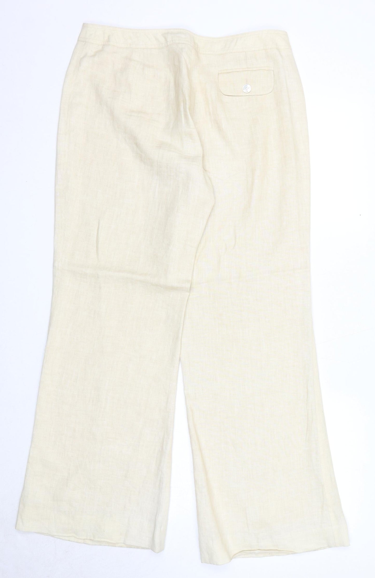 Michael Ambers Womens Beige Linen Trousers Size 16 Regular Zip