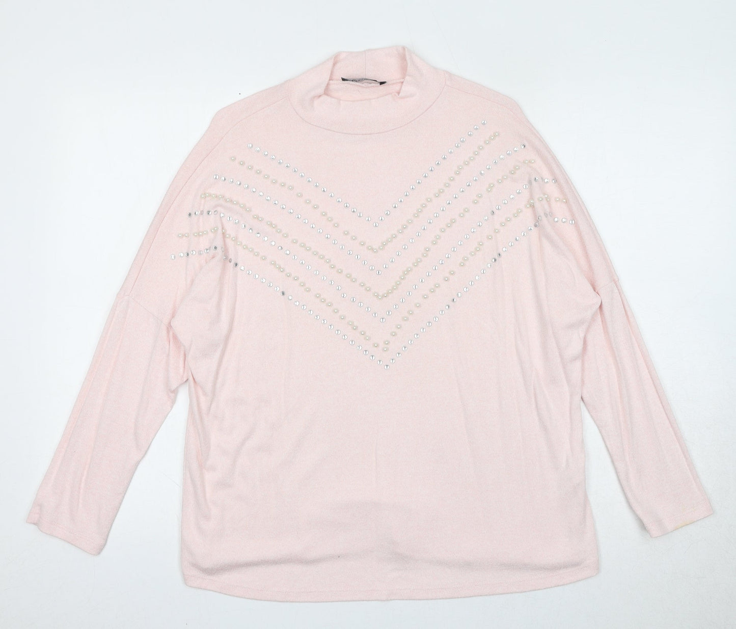 Select Womens Pink Round Neck Viscose Pullover Jumper Size M