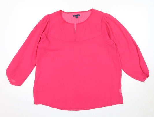 Gap Womens Pink Polyester Basic Blouse Size L Round Neck